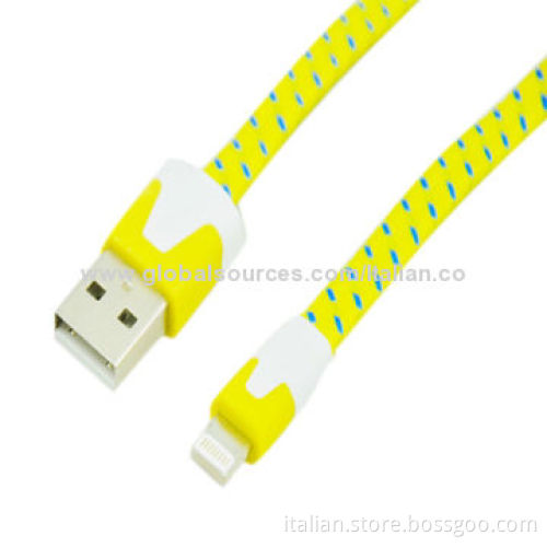 Wholesale Lightning Nylon Braided USB Charger Cables for iPhone 5, OEM Orders Accepted